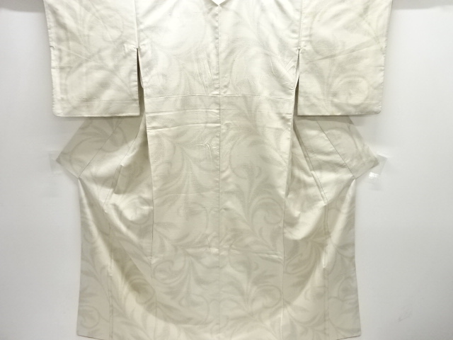 アンティーク　唐草模様織り出し手織り紬着物